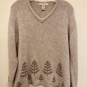 Eddie Bauer light beige wool sweater size Large